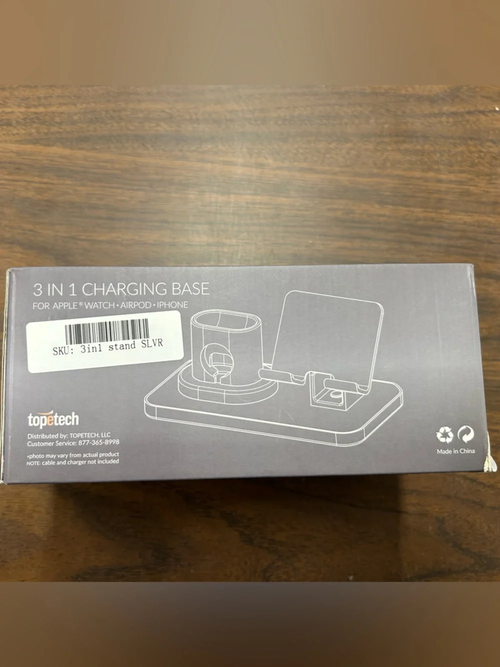 New TopETech 3-in-1 Charging Base for iPhone, Apple Watch & AirPods in Silver